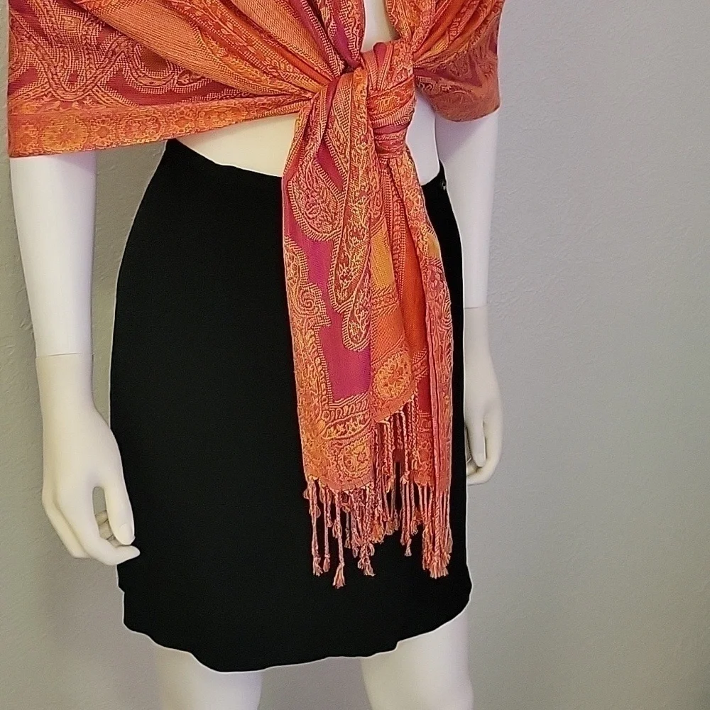ORANGE Paisley Floral Shawl Wrap Cover-up